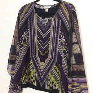 NWOT CJ Banks Purple Poncho style Blouse size X